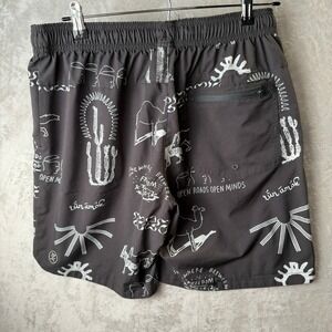 Roark Run Amok Mens Black White Desert Graphic Trail Running Shorts Size Medium